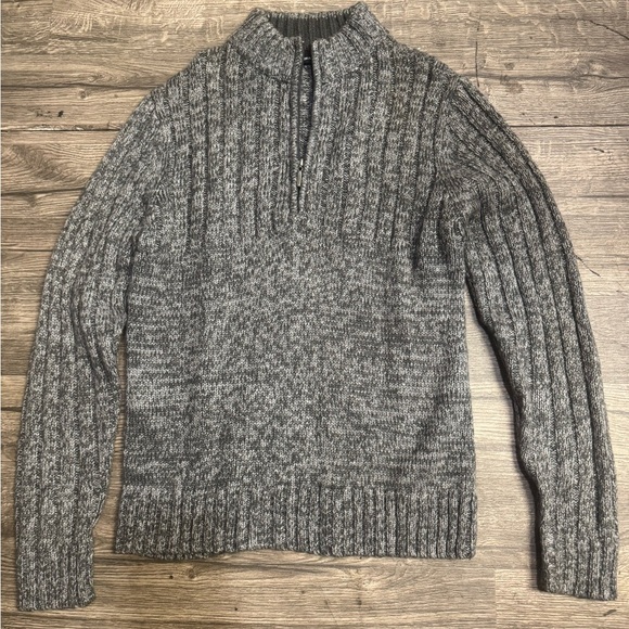 Michael Brandon Gray Ribbed Zip-Up Sweater - Picture 1 of 5